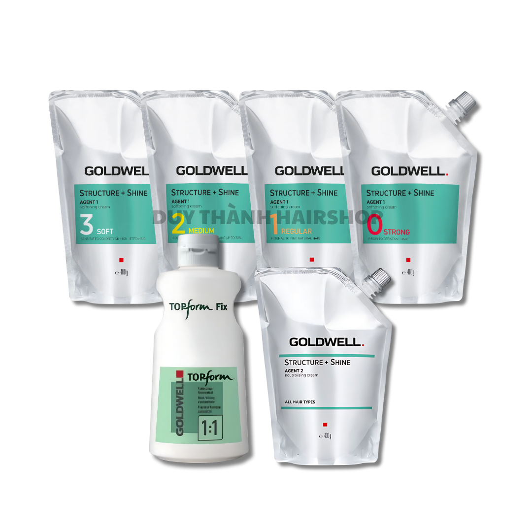 Uốn Nóng, Ép Duỗi Tóc GOLDWELL Chính Hãng 400g – Thuốc Uốn Sóng Xoăn Bồng Bềnh, Ép Thẳng Bóng Mượt