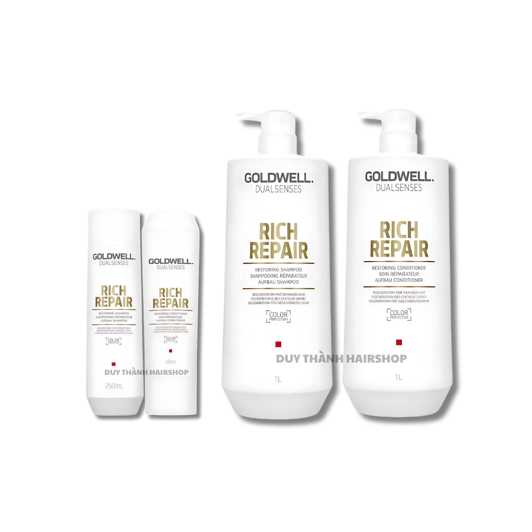Bộ Gội Xả GOLDWELL Dualsenses Rich Repair 250ml/1000ml - Phục Hồi Tóc Hư Tổn, Khô Xơ, Giúp Bóng Mượt
