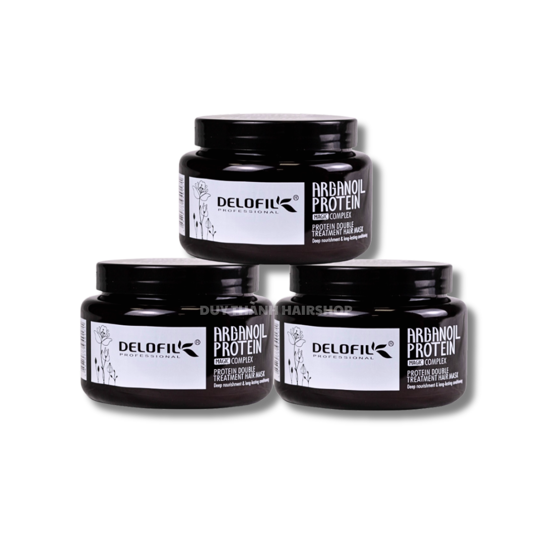Hấp Hũ Phục Hồi Tóc Delofil Argan Oil Protein 500ml, Phục Hồi Chuyên Sâu, Cho Tóc Mềm Mượt Tức Thì
